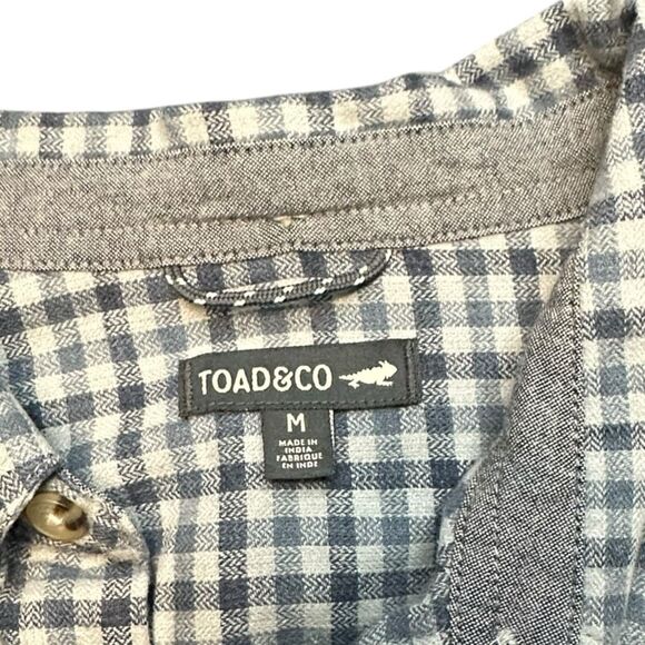 TOAD & CO Men’s Blue Gray White Gingham Long Sleeve Button-Down Shirt Size Mediu - Picture 3 of 5